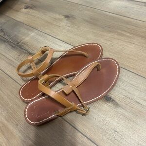 GAP Brown Tan Leather Strappy Thong Sandals